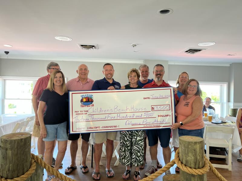 On hand for the check presentation to Children’s Beach House are (l-r) DSPHC representatives Paul Swider, board member; Lori Nichols, vice president; and Jeff Miller, president; Children’s Beach House representatives Justin Nixon, marketing manager and Pat Tosi, vice president of finance and advancement; and DSPHC’s Carle Foster, board member; Jimmy Kroon, treasurer; Barb Rieder, board member; and Kathy Foster, secretary. SUBMITTED PHOTO